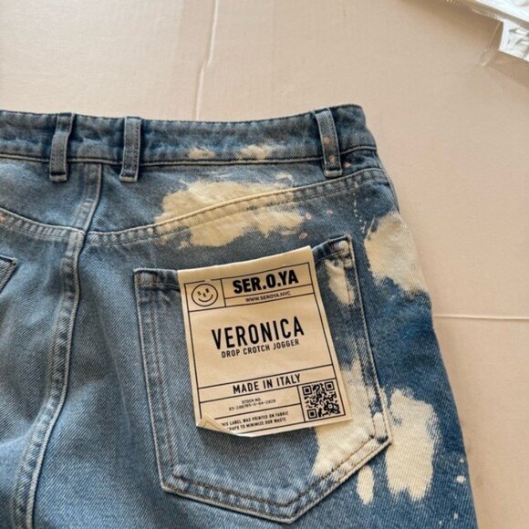 SER.O.YA Veronica Jogger Jeans in Olympic Bleach Drop Crotch Cargo Size 26 NWT - Picture 7 of 15